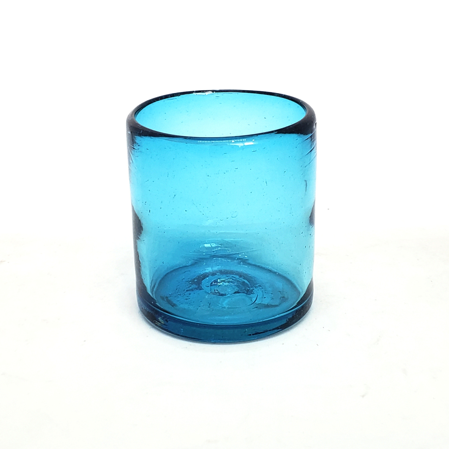 Wholesale MEXICAN GLASSWARE / Solid Aqua Blue 9 oz Short Tumblers  / Enhance your favorite drink with these colorful handcrafted glasses.